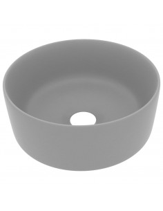 Lavandino Lusso Rotondo Grigio Chiaro Opaco 40x15cm in Ceramica 2