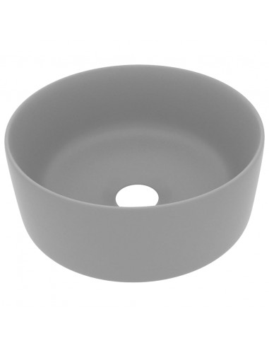 Lavandino Lusso Rotondo Grigio Chiaro Opaco 40x15cm in Ceramica