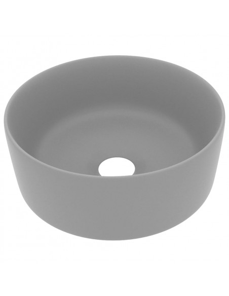 Lavandino Lusso Rotondo Grigio Chiaro Opaco 40x15cm in Ceramica