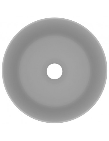 Lavandino Lusso Rotondo Grigio Chiaro Opaco 40x15cm in Ceramica