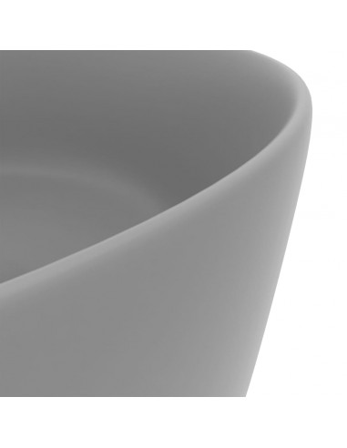 Lavandino Lusso Rotondo Grigio Chiaro Opaco 40x15cm in Ceramica