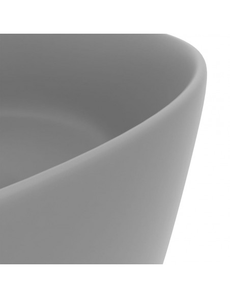 Lavandino Lusso Rotondo Grigio Chiaro Opaco 40x15cm in Ceramica