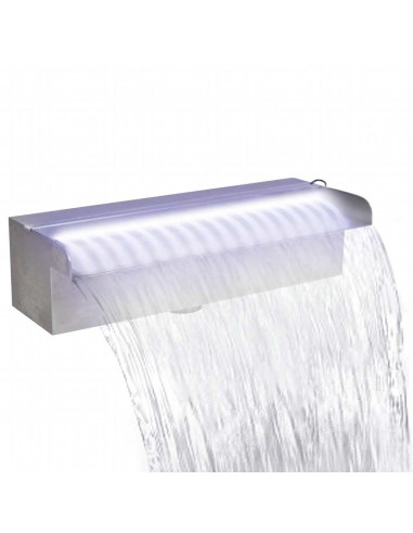 Cascata per Laghetto Rettangolare con LED in Acciaio Inox 30 cm
