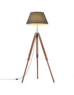 Lampada a Treppiede Marrone e Nero in Legno di Teak 141 cm 2