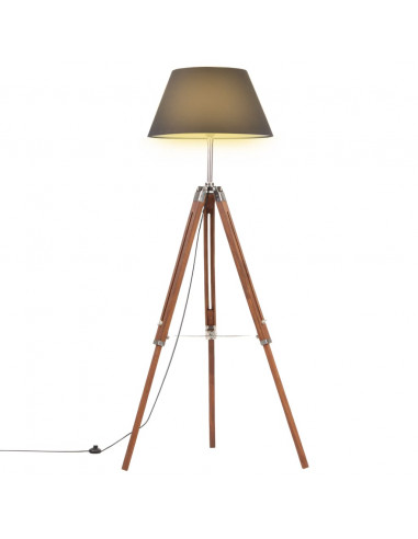 Lampada a Treppiede Marrone e Nero in Legno di Teak 141 cm
