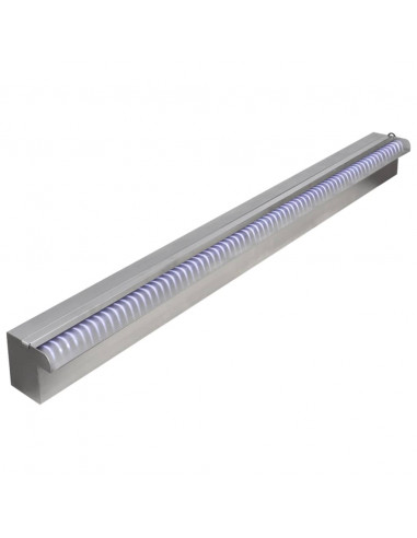 Cascata per Laghetto Rettangolare con LED in Acciaio Inox 90 cm