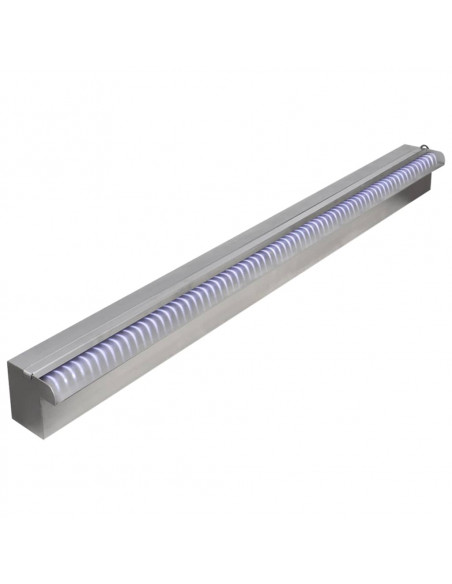 Cascata per Laghetto Rettangolare con LED in Acciaio Inox 90 cm