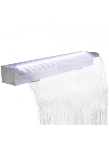 Cascata per Laghetto Rettangolare con LED in Acciaio Inox 90 cm