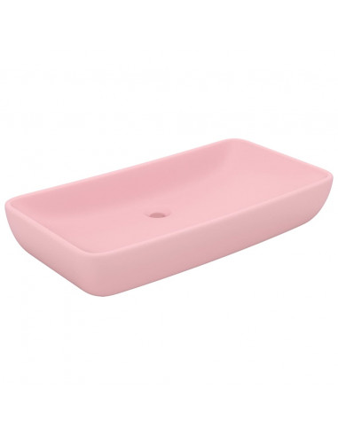 Lavandino Lusso Rettangolare Rosa Opaco 71x38 cm in Ceramica
