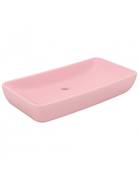 Lavandino Lusso Rettangolare Rosa Opaco 71x38 cm in Ceramica