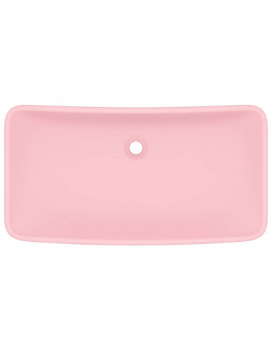 Lavandino Lusso Rettangolare Rosa Opaco 71x38 cm in Ceramica