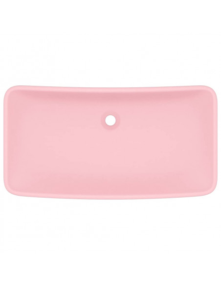 Lavandino Lusso Rettangolare Rosa Opaco 71x38 cm in Ceramica