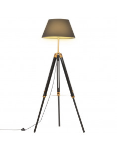 Lampada a Treppiede Nero e Oro in Massello di Teak 141 cm 2