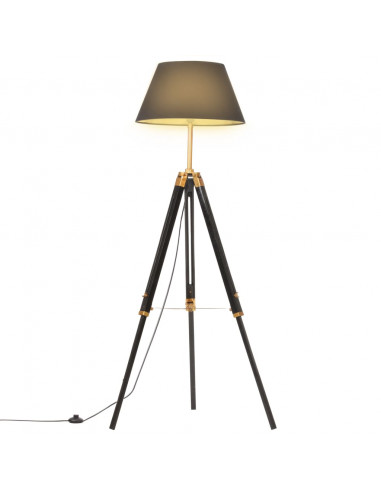Lampada a Treppiede Nero e Oro in Massello di Teak 141 cm