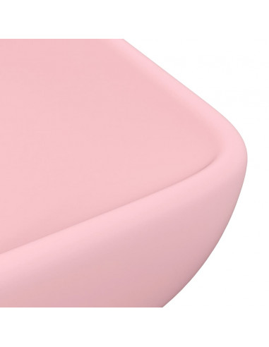 Lavandino Lusso Rettangolare Rosa Opaco 71x38 cm in Ceramica