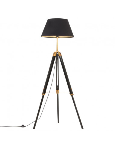 Lampada a Treppiede Nero e Oro in Massello di Teak 141 cm
