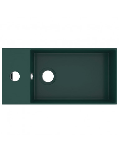 Lavandino con Troppopieno in Ceramica Verde Scuro