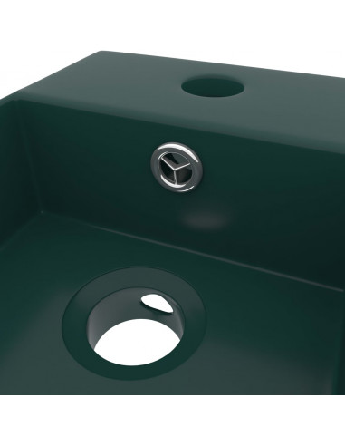 Lavandino con Troppopieno in Ceramica Verde Scuro