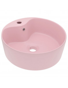 Lavandino con Troppopieno Rosa Opaco 36x13 cm in Ceramica 2