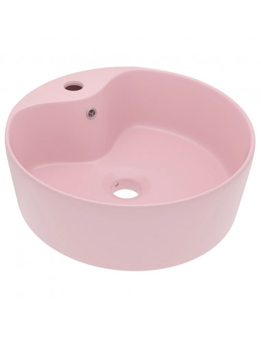 Lavandino con Troppopieno Rosa Opaco 36x13 cm in Ceramica