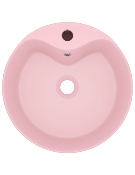 Lavandino con Troppopieno Rosa Opaco 36x13 cm in Ceramica