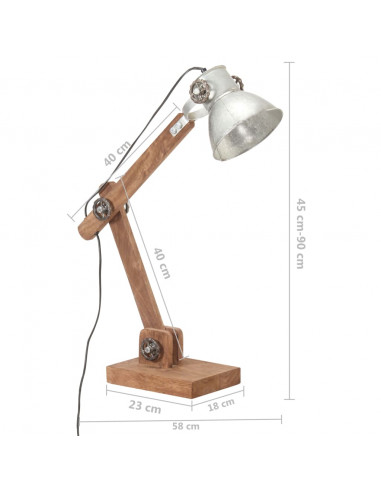 Lampada da Scrivania Industriale Argento Rotonda 58x18x90cm E27