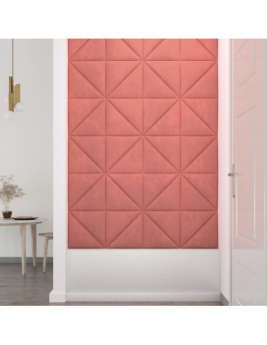 Pannelli Murali 12 pz Rosa 30x30 cm Velluto 0,54 m²