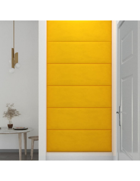 Pannelli Murali 12 pz Gialli 90x30 cm Velluto 3,24 m²
