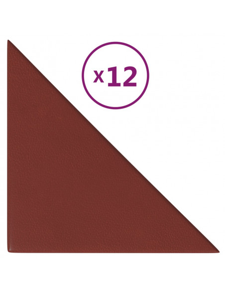 Pannelli Murali 12 pz Rosso Vino 30x30 cm in Similpelle 0,54 m²