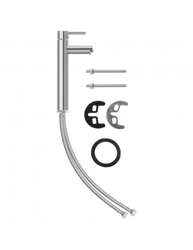 Lavandino con Rubinetto e Piletta in Vetro Temperato Marrone