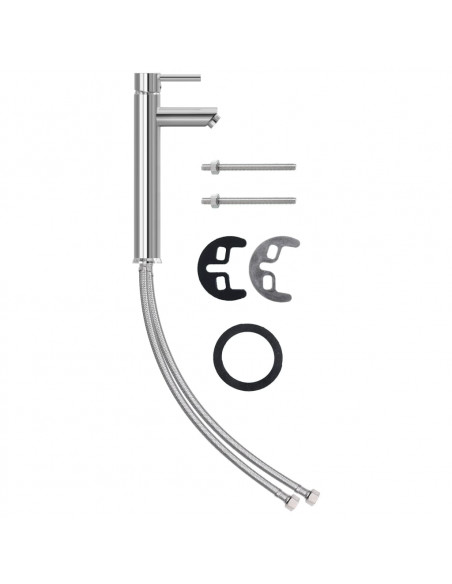 Lavandino con Rubinetto e Piletta in Vetro Temperato Marrone