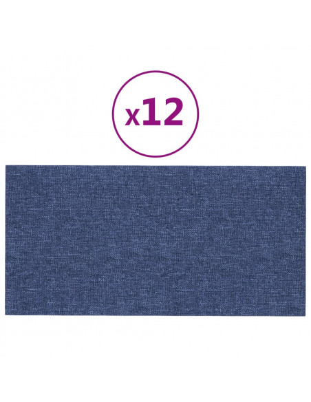 Pannelli Murali 12 pz Blu 60x30 cm in Tessuto 2,16 m²