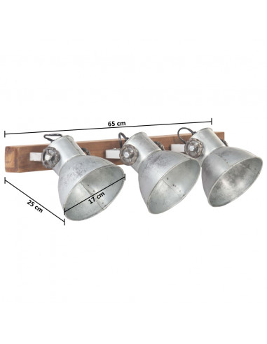 Lampada da Parete in Stile Industriale Argento 65x25 cm E27