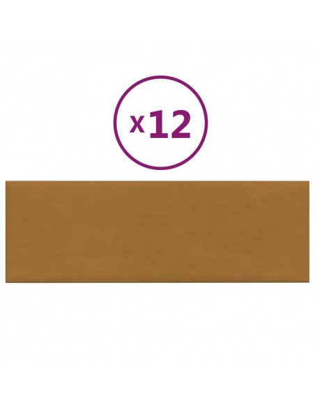 Pannelli Murali 12 pz Marroni 90x30 cm Velluto 3,24 m²