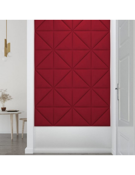 Pannelli Murali 12 pz Rosso Vino 30x30 cm Velluto 0,54 m²