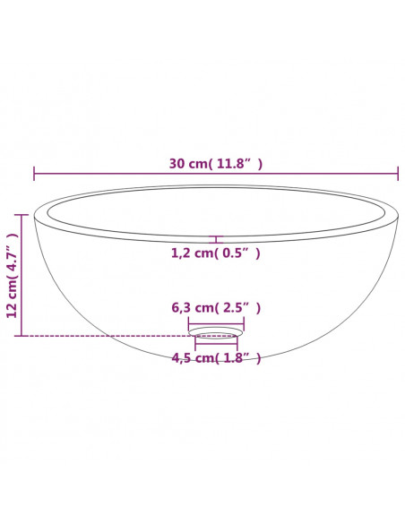 Lavandino in Vetro Temperato 30x12 cm Trasparente