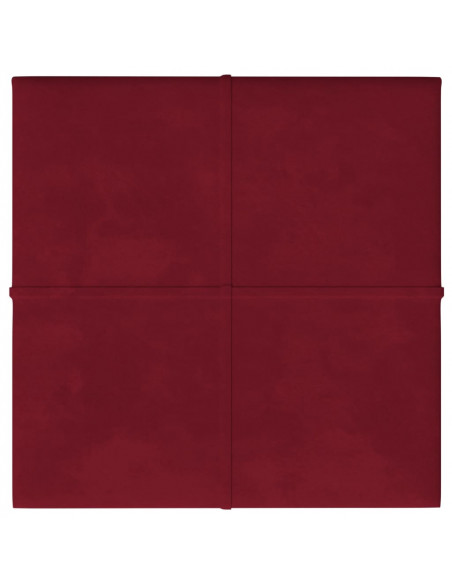 Pannelli Murali 12 pz Rosso Vino 60x15 cm Velluto 1,08 m²
