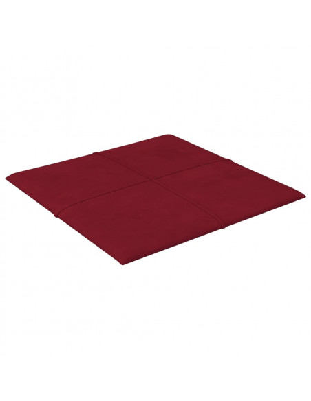 Pannelli Murali 12 pz Rosso Vino 60x15 cm Velluto 1,08 m²