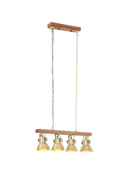 Lampada a Sospensione Industriale Ottone E27 Legno di Mango