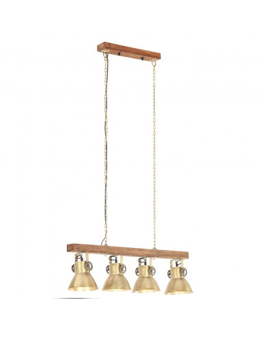 Lampada a Sospensione Industriale Ottone E27 Legno di Mango