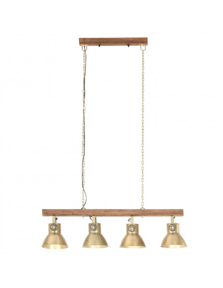 Lampada a Sospensione Industriale Ottone E27 Legno di Mango