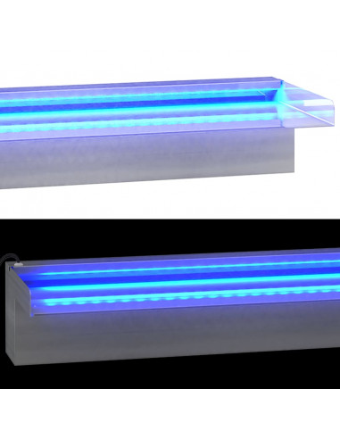 Sfioratore a Cascata con LED RGB Acciaio Inox 90 cm