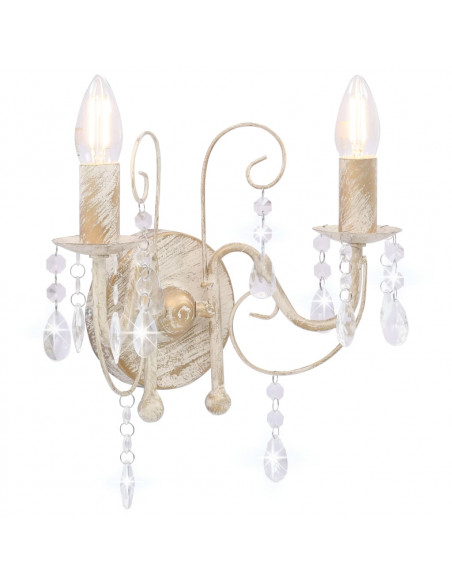 Lampada da Muro con Perle Bianca per 2 Lampadine E14