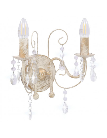 Lampada da Muro con Perle Bianca per 2 Lampadine E14