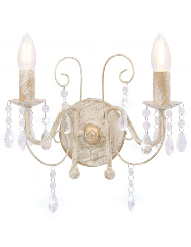 Lampada da Muro con Perle Bianca per 2 Lampadine E14