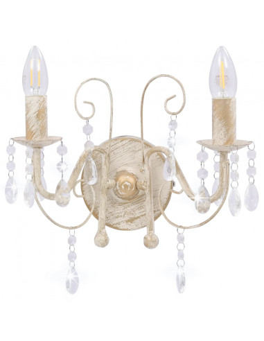 Lampada da Muro con Perle Bianca per 2 Lampadine E14