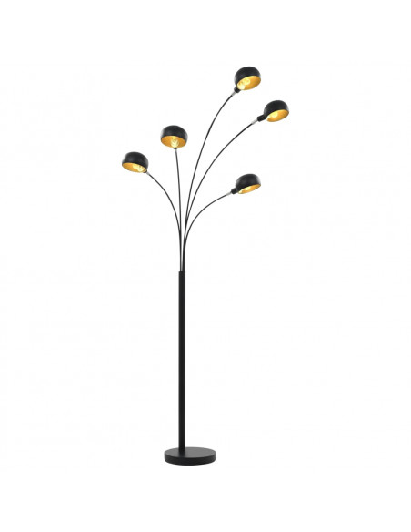 Lampada da Terra 200 cm 5 Bulbi E14 Nero e Oro
