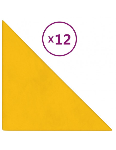 Pannelli Murali 12 pz Gialli 30x30 cm Velluto 0,54 m²