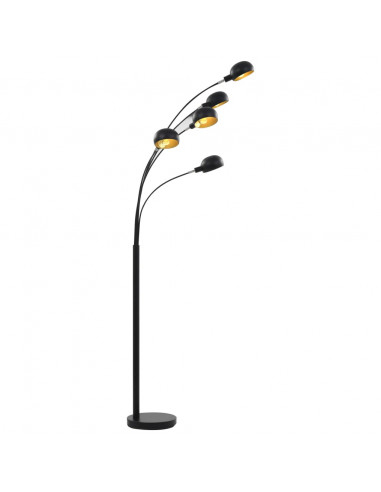 Lampada da Terra 200 cm 5 Bulbi E14 Nero e Oro