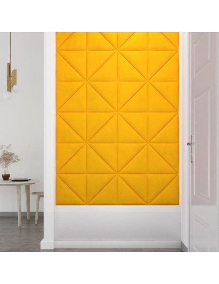 Pannelli Murali 12 pz Gialli 30x30 cm Velluto 0,54 m²